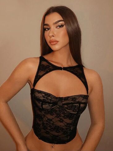 المرأة قطع الدانتيل المحاصيل بوستير Underwire مشد تانك الأعلى مثير الخروج حزب نادي قمم in Saudi Arabia
