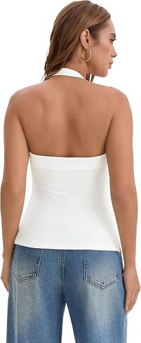 ONFERS Halter Tops for Women Sleeveless Square Neck Tank Top Summer Going Out Tops with Side Slits Y2k Outfits in Saudi Arabia