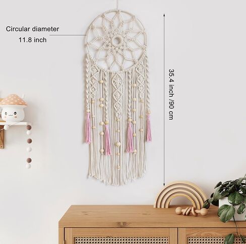 eobtain boho macrame الجدار شنقا اليدوية حلم الماسك الوردي والأبيض المنسوجة نسيج الجدار ديكور زاك شرابة جدار الفن البوهيمي ديكور المنزل لغرفة النوم غرفة المعيشة، هدايا للفتيات امرأة أمي in Kuwait