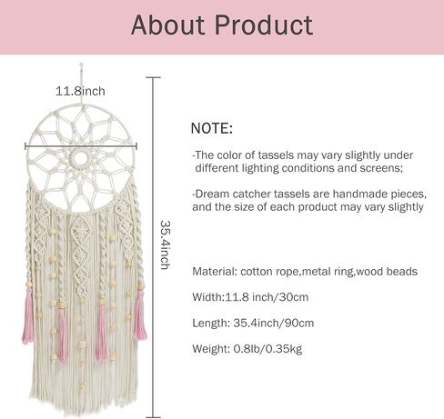 eobtain boho macrame الجدار شنقا اليدوية حلم الماسك الوردي والأبيض المنسوجة نسيج الجدار ديكور زاك شرابة جدار الفن البوهيمي ديكور المنزل لغرفة النوم غرفة المعيشة، هدايا للفتيات امرأة أمي in Kuwait