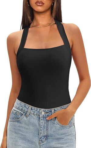 ONFERS Halter Tops for Women Sleeveless Square Neck Tank Top Summer Going Out Tops with Side Slits Y2k Outfits in Saudi Arabia