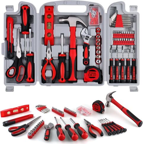 WINNER 150-Piece Pink Color All-Purpose Household Tool Kit in Toolbox Storage Case, Perfect for Women, Ladies and Girls with General Home Repairs, DIY Project, Garage, Office and College Dormitory Use in Kuwait