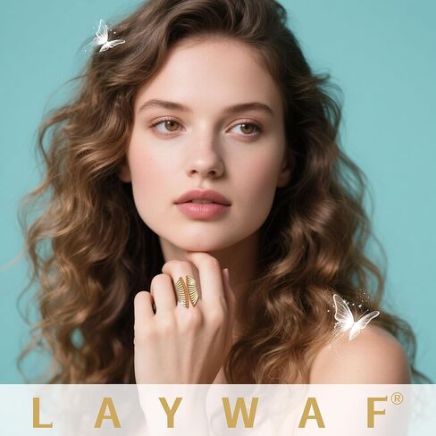 حلقات فراشة من حجر الراين من LAYWAF للنساء، خاتم إبهام مكعب من الزركونيا الماسية قابل للتعديل، خواتم أحجار كريمة عتيقة مكتنزة، متوفرة مطلية بالذهب ومطلية بالفضة in Saudi Arabia