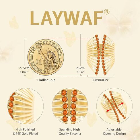 حلقات فراشة من حجر الراين من LAYWAF للنساء، خاتم إبهام مكعب من الزركونيا الماسية قابل للتعديل، خواتم أحجار كريمة عتيقة مكتنزة، متوفرة مطلية بالذهب ومطلية بالفضة in Saudi Arabia
