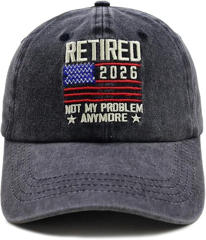 Retired 2025 Not My Problem Anymore with American Flag Hat, Adjustable Embroidered Cotton Denim Retirement Baseball Cap in Saudi Arabia
