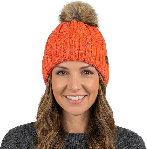 C.C Women’s Popcorn Confetti Knit Beanie Fuzzy Insulated Lined with Faux Fur Pom – Warm Winter Hat & Cozy Skull Cap in Saudi Arabia