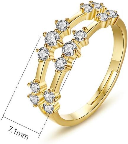 SHINEFLUX 14K Gold Wedding Rings for Women, Double Row of Round Moissanite Promise Rings, Love Gifts for Her in Saudi Arabia