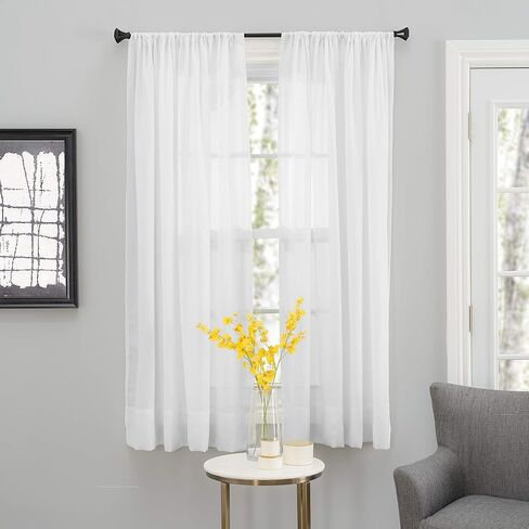 SmartSheer Thermoregulating Semi-Sheer Crushed Voile Curtains – Energy-Saving Privacy Panels with UV Light Deflection, Heat & Cold Insulation for Living Room, Bedroom, and Dining Room (White) in Saudi Arabia