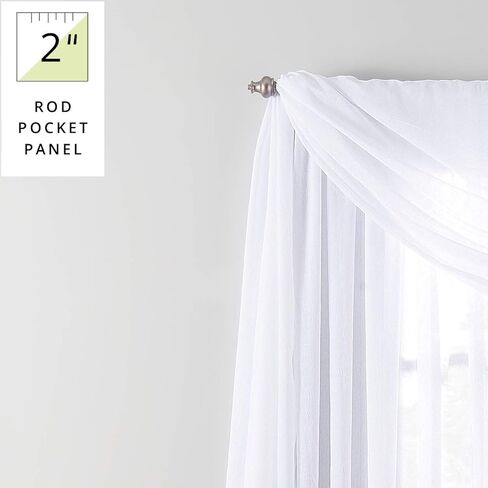SmartSheer Thermoregulating Semi-Sheer Crushed Voile Curtains – Energy-Saving Privacy Panels with UV Light Deflection, Heat & Cold Insulation for Living Room, Bedroom, and Dining Room (White) in Saudi Arabia