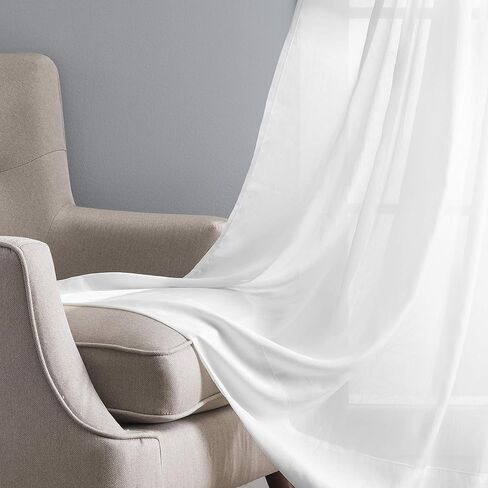 SmartSheer Thermoregulating Semi-Sheer Crushed Voile Curtains – Energy-Saving Privacy Panels with UV Light Deflection, Heat & Cold Insulation for Living Room, Bedroom, and Dining Room (White) in Saudi Arabia