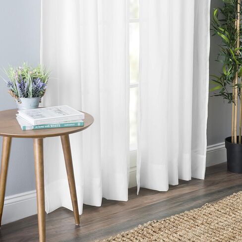 SmartSheer Thermoregulating Semi-Sheer Crushed Voile Curtains – Energy-Saving Privacy Panels with UV Light Deflection, Heat & Cold Insulation for Living Room, Bedroom, and Dining Room (White) in Saudi Arabia
