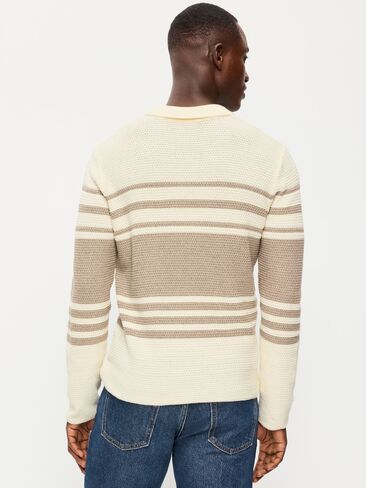Old Navy Long-Sleeve Collar Polo Sweater - Neutral in Saudi Arabia