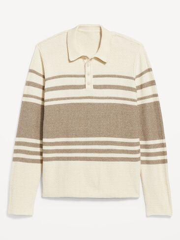 Old Navy Long-Sleeve Collar Polo Sweater - Neutral in Saudi Arabia