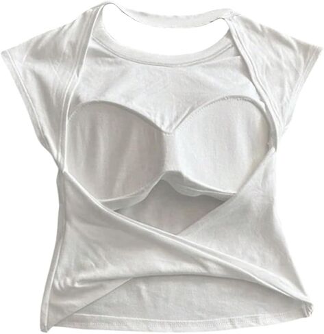 SOLY HUX Women's Twist Open Back Tank Tops with Built in Bra Sleeveless Crewneck Backless Summer Crop Top in Saudi Arabia