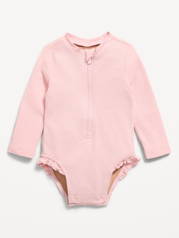 Old Navy Long-Sleeve Rashguard Swim One-Piece for Baby - Pink Sky in Kuwait