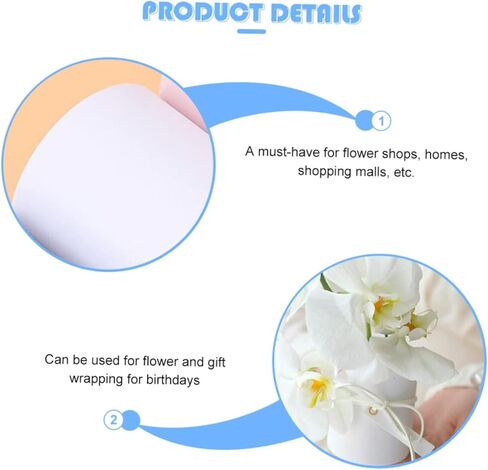 Angoily Flower Bouquet Hat Boxes, Mini Florist Tape Containers Packing Boxes Artificial Flowers Decorative Crinkle Ribbon Cardboard Clear Cylinder Fake White Paper Florist Supplies in Saudi Arabia