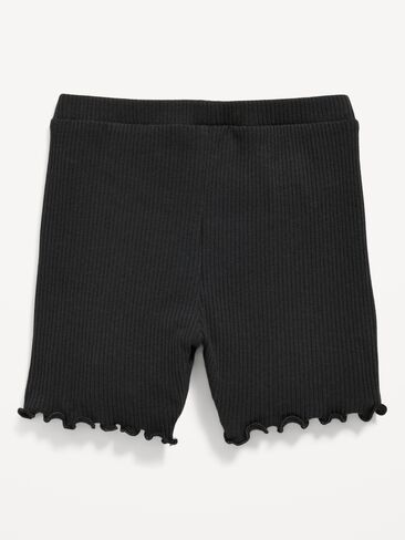 Old Navy Rib-Knit Lettuce-Edge Biker Shorts for Toddler Girls - Black Jack in Saudi Arabia