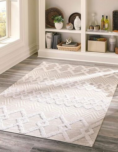 Rugs.com سجادة مجموعة Sabrina Soto Casa - سجادة عالية باللون البيج مقاس 8 × 10 بوصة مثالية لغرف المعيشة وغرف الطعام الكبيرة ومخططات الأرضيات المفتوحة in Kuwait