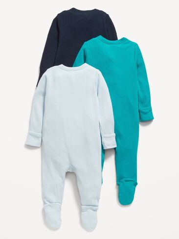 مجموعة مكونة من 3 قطع بأقدام للنوم واللعب بسحاب ثنائي الاتجاه من Old Navy للأطفال - باللون الأزرق البحري in Saudi Arabia