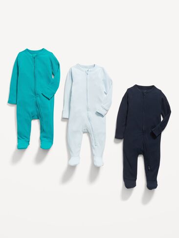 مجموعة مكونة من 3 قطع بأقدام للنوم واللعب بسحاب ثنائي الاتجاه من Old Navy للأطفال - باللون الأزرق البحري in Saudi Arabia