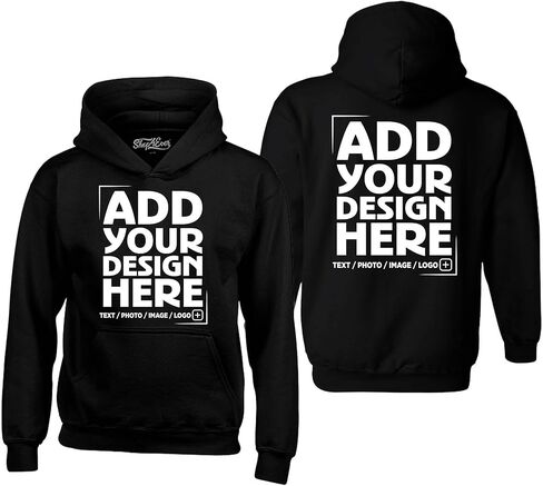 Shop4ever تصميم مخصص مخصص، سويت شيرت بغطاء للرأس من الأمام والخلف، بلوزات قابلة للتخصيص in Kuwait