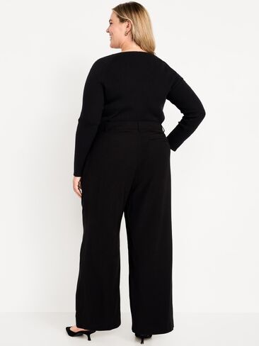 بنطلون Old Navy ذو ثنيات عالي الخصر للغاية وواسع الساق - بلاك جاك in Saudi Arabia