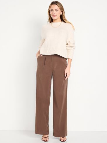 Old Navy Extra High-Waisted Drapey Trouser Super Wide-Leg Pants - Peppercorn in Saudi Arabia