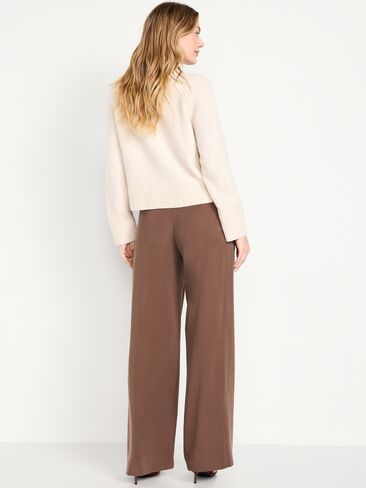 Old Navy Extra High-Waisted Drapey Trouser Super Wide-Leg Pants - Peppercorn in Saudi Arabia