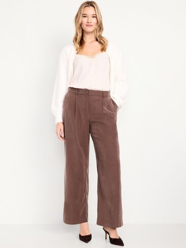 Old Navy Extra High-Waisted Drapey Trouser Super Wide-Leg Pants - Peppercorn in Saudi Arabia