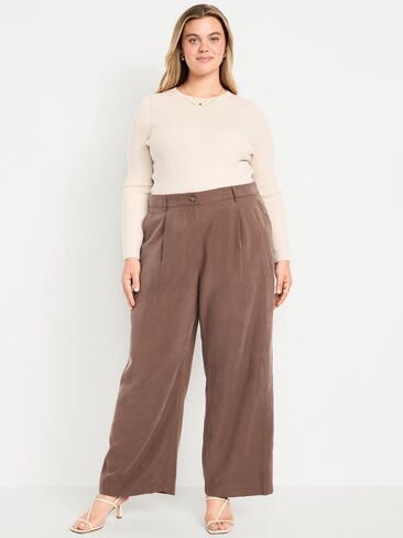 Old Navy Extra High-Waisted Drapey Trouser Super Wide-Leg Pants - Peppercorn in Saudi Arabia
