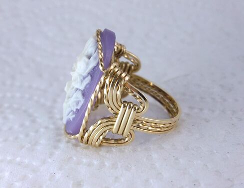 Blooming Rose Large Lavender Cameo .925 الفضة الاسترليني أو الذهب عيار 14 قيراط خاتم gf مجوهرات فنية HGJ ... in Saudi Arabia