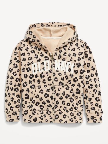 Old Navy Logo-Graphic Zip Hoodie for Girls - Leopard in Saudi Arabia