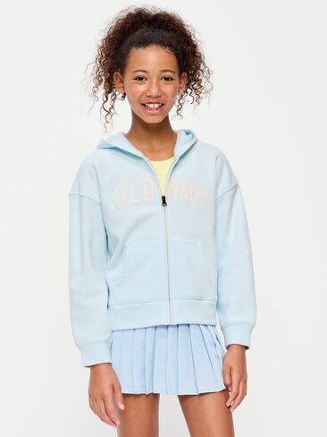 Old Navy Logo-Graphic Zip Hoodie for Girls - ICED WATER in Saudi Arabia