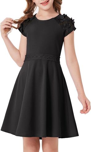 GRACE KARIN Girls' Short Sleeve Formal Dresses Girls Spring Party Dress Girl Summer Casual Dress 6-13 Years in Saudi Arabia