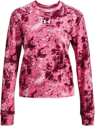 تحت الدروع-منافسة Terry Print Crew Thirt Long-Sleeve ، ألوان Strobe/White (577) ، الحجم: متوسط in Kuwait