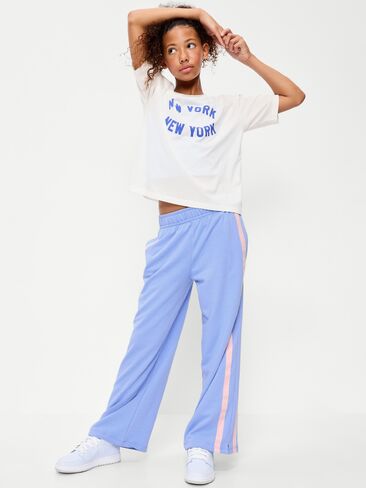 بنطال رياضي فضفاض بقصة مستقيمة الأرجل من Old Navy للفتيات من French-Terry - زهرة الكتان in Kuwait