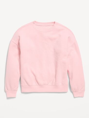 Old Navy Oversized Long-Sleeve Tunic Sweatshirt for Girls - Pink Sky in Saudi Arabia