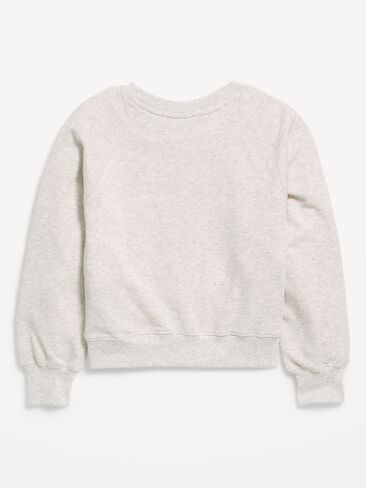 Old Navy Long-Sleeve Graphic Sweatshirt for Girls - Light Heather Gray in Saudi Arabia