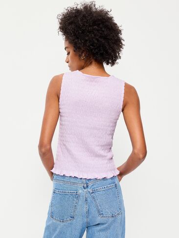 Old Navy Sleeveless Smocked Tank Top - Purple Gingham in Kuwait