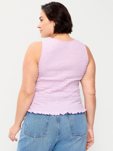 Old Navy Sleeveless Smocked Tank Top - Purple Gingham in Kuwait
