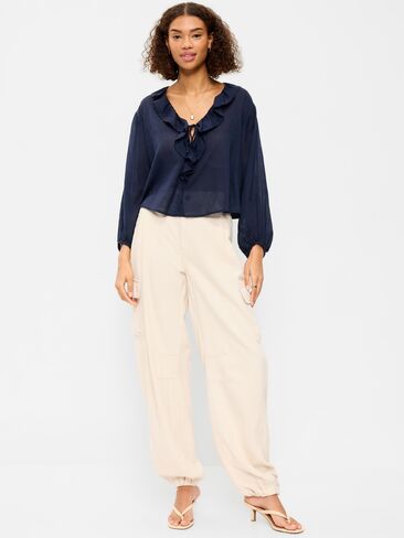 Old Navy Twill Barrel Cargo Pants - Ecru in Saudi Arabia