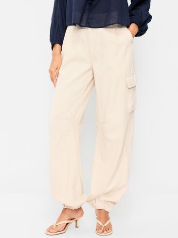 Old Navy Twill Barrel Cargo Pants - Ecru in Saudi Arabia