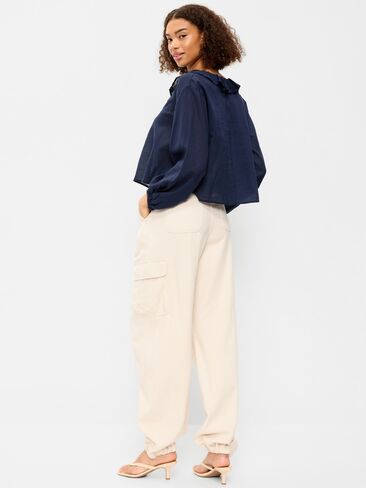 Old Navy Twill Barrel Cargo Pants - Ecru in Saudi Arabia