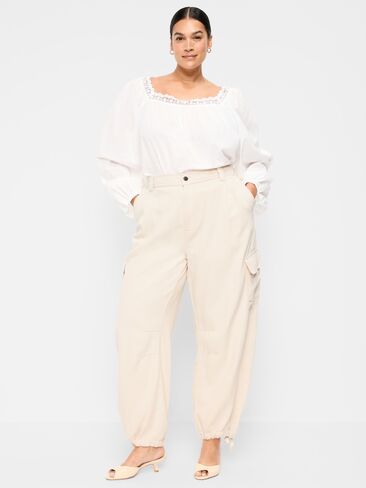 Old Navy Twill Barrel Cargo Pants - Ecru in Saudi Arabia