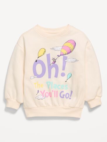 سويت شيرت برسومات Dr. Seuss™ من Old Navy للفتيات الصغيرات - أوه، الأماكن التي ستذهب إليها! in Kuwait