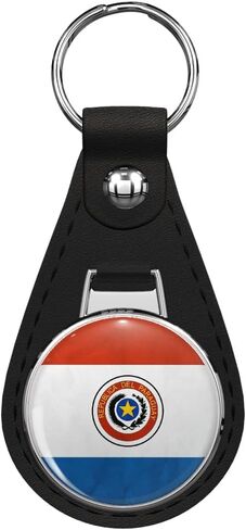 Glover Trading Paraguay | Paraguayan Flag | National Flag of Paraguay Black Leather Key Chain Keychain in Saudi Arabia