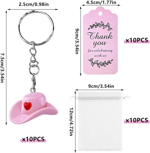 10 Sets Cowgirl Hat Keychains for Western Theme School Reward Birthday Wedding Baby Shower in Saudi Arabia