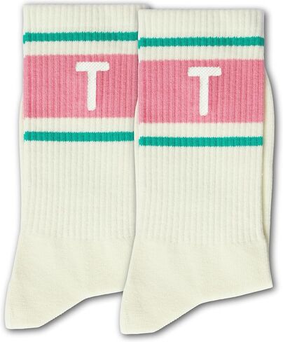 ERMCDFHC Pink and Light Green Striped Socks with The Letter in Saudi Arabia