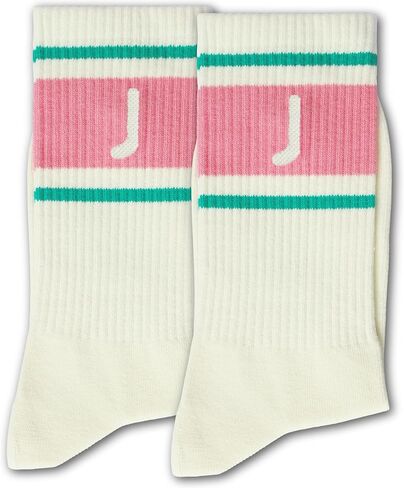 ERMCDFHC Pink and Light Green Striped Socks with The Letter in Saudi Arabia
