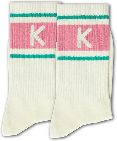 ERMCDFHC Pink and Light Green Striped Socks with The Letter in Saudi Arabia